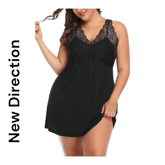 New Directions sexy Lace front Babydoll Nightgown Slip Dress - Picture 1 of 5